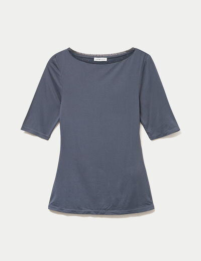 T-shirt ajust&eacute; manches courtes gris femme
