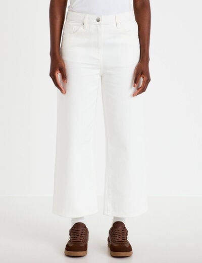 Jean bootcut cropped taille haute ecru femme