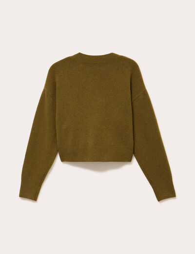 Gilet court nou&eacute; vert olive femme