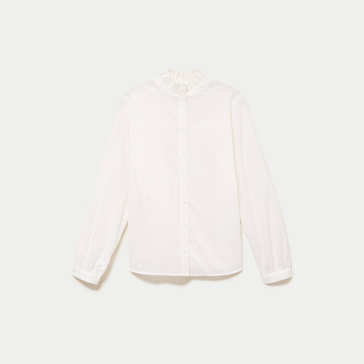 Chemise col montant manches longues ecru femme