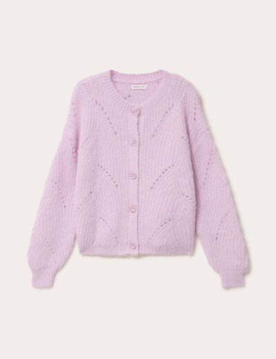 Gilet ajour&eacute; manches longues parme femme