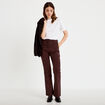 Pantalon bootcut &agrave; pont marron fonc&eacute; femme
