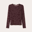 T-shirt ajust&eacute; manches longues marron cognac femme