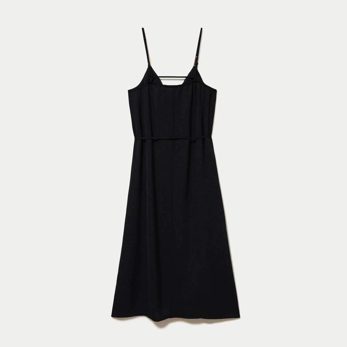 Robe longue &eacute;vas&eacute;e &agrave; fines bretelles noir femme