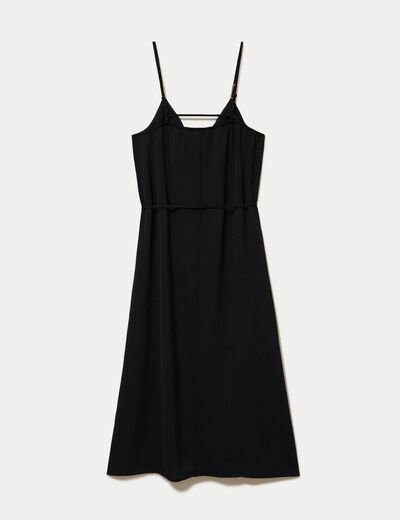 Robe longue &eacute;vas&eacute;e &agrave; fines bretelles noir femme