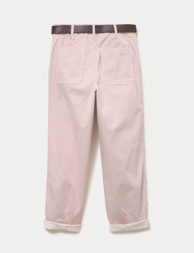 Pantalon chino 7/8&egrave;me taille &eacute;lastiqu&eacute;e vieux rose femme