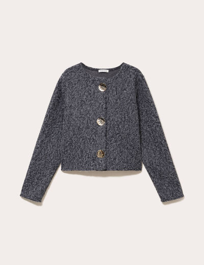 Veste effet polaire gris fonc&eacute; femme