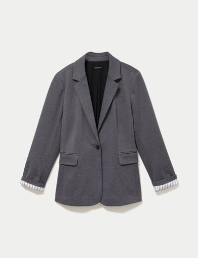 Blazer cintr&eacute; manches longues gris fonc&eacute; femme