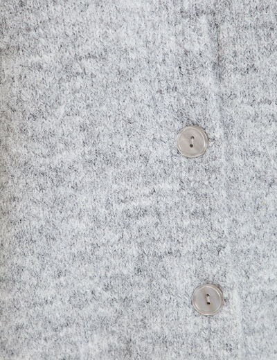 Gilet ample col rond manches longues gris clair femme