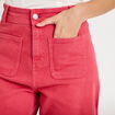 Jean bootcut cropped taille haute rose framboise femme