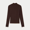 T-shirt ajust&eacute; col roul&eacute; dentelle marron fonc&eacute; femme