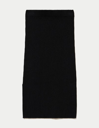 Jupe ajust&eacute;e longueur 3/4 noir femme