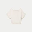 Pull ample cropped manches courtes ecru femme