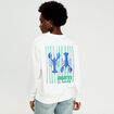 Sweat oversize print dos ecru femme