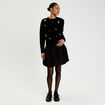 Gilet col rond manches longues noir femme