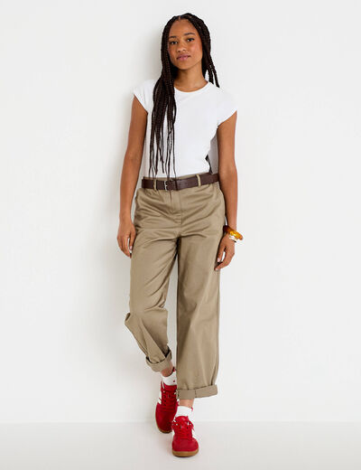 Pantalon chino avec ceinture amovible gris femme