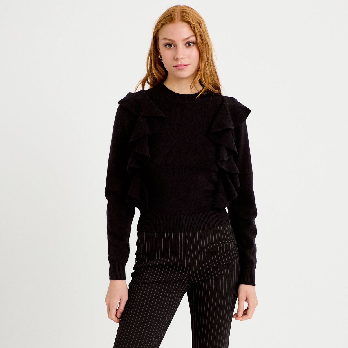 Pull manches longues noir femme