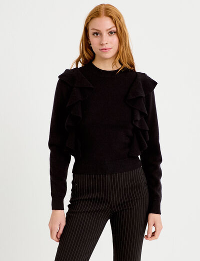 Pull manches longues noir femme