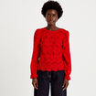 Blouse en dentelle d&eacute;collet&eacute; dos rouge femme