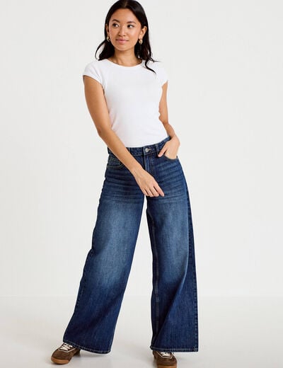 Jean wide leg taille standard denim stone femme