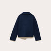 Caban court oversize col tailleur bleu marine femme