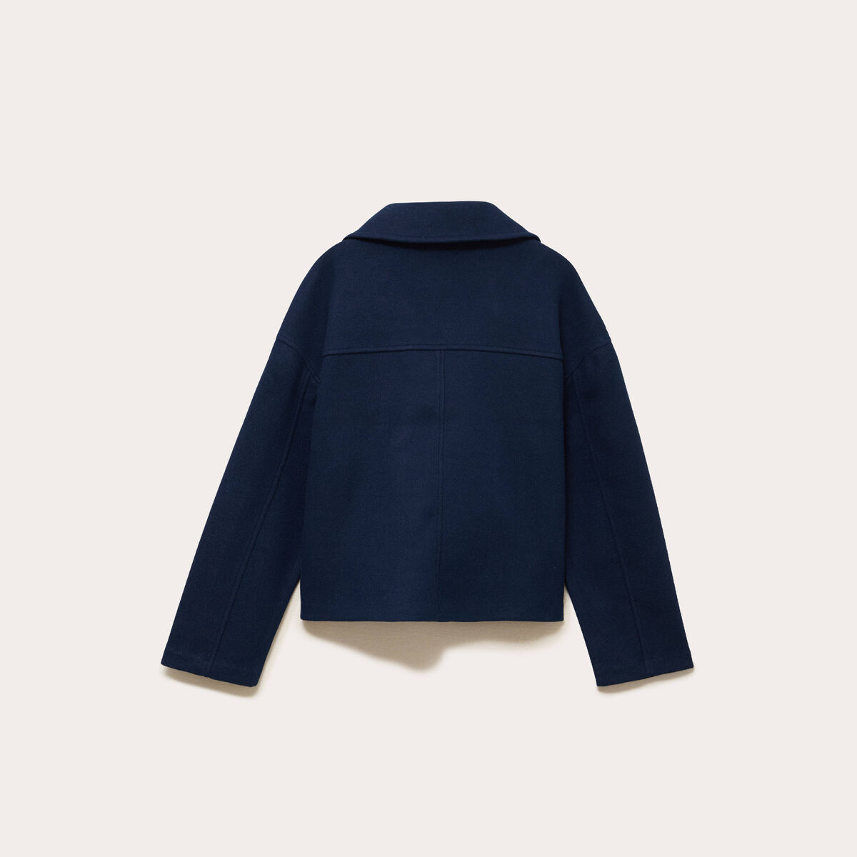 Caban court oversize col tailleur bleu marine femme