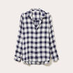 Chemise &agrave; carreaux fils m&eacute;tallis&eacute;s bleu femme