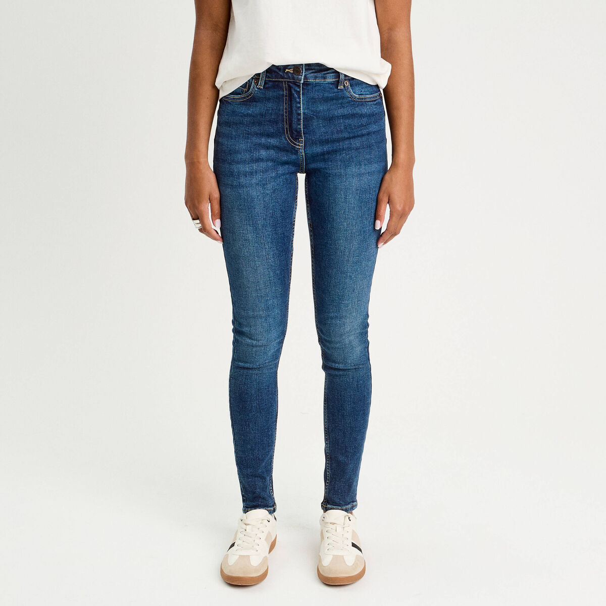 Jean skinny push-up taille standard denim stone femme