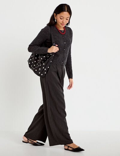 Pantalon bootcut taille haute gris fonc&eacute; femme