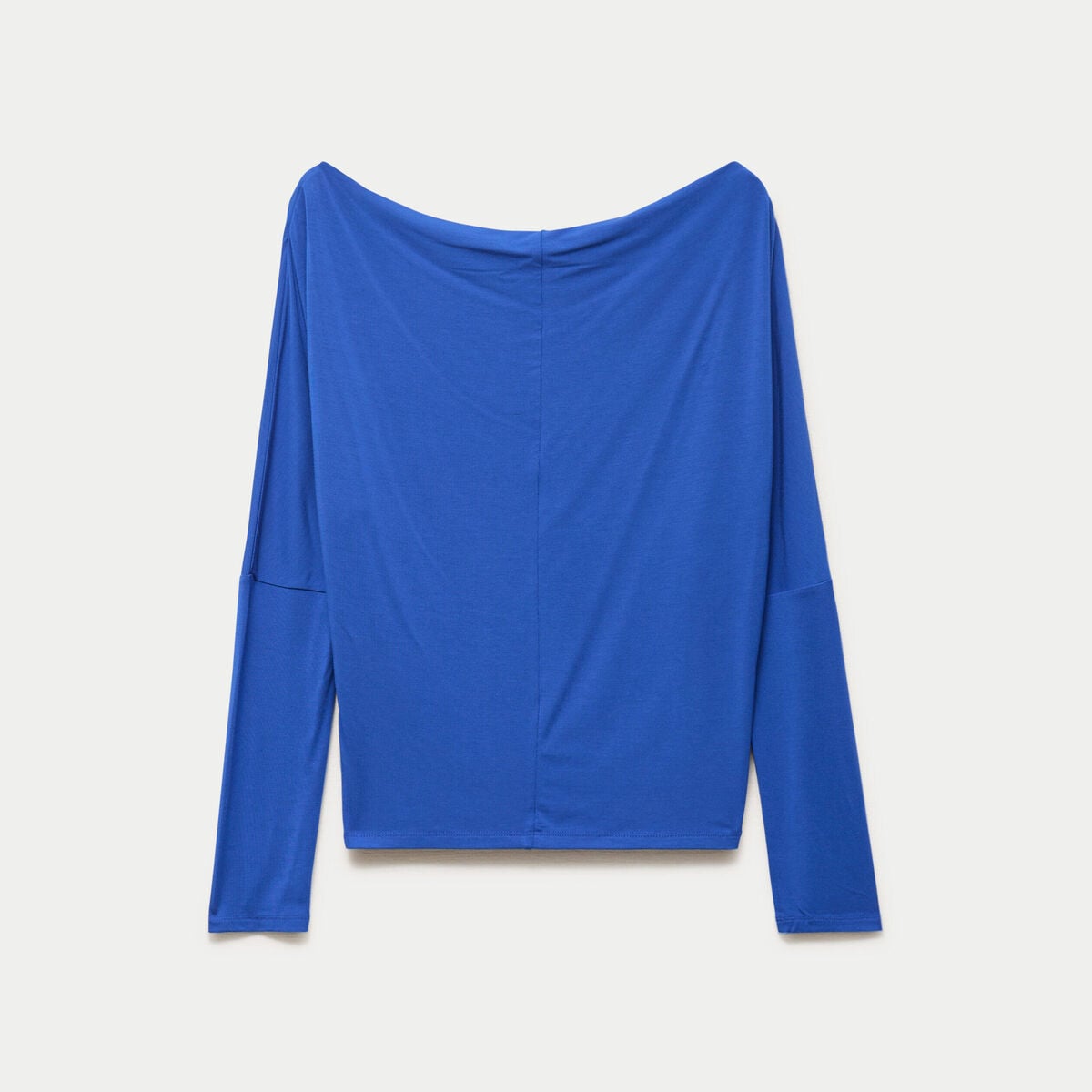 T-shirt col bateau manches longues bleu electrique femme