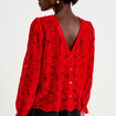 Blouse en dentelle d&eacute;collet&eacute; dos rouge femme