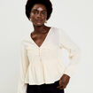 Blouse brod&eacute;e ecru femme