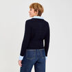 Gilet col chemise manches longues bleu marine femme