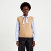 Pull fin 2-en-1 manches longues beige femme