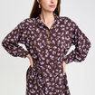 Robe courte droite col chemise marron fonc&eacute; femme
