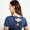 T-shirt noeuds dos bleu fonc&eacute; femme