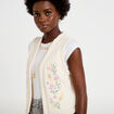 Veste droite sans manches col rond ecru femme