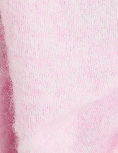 Pull col rond manches longues rose clair femme