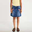 Jupe droite courte en jean denim stone femme