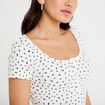 T-shirt c&ocirc;tel&eacute; blanc femme