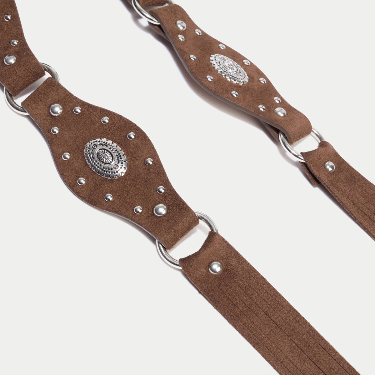 Ceinture large aspect daim avec lien marron femme