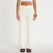 Pantalon large taille haute ecru femme