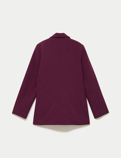 Blazer oversize brillant manches longues prune femme