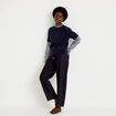 Pull col rond vichy manches longues bleu marine femme
