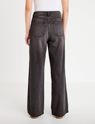 Jeans wide leg taille haute denim noir femme