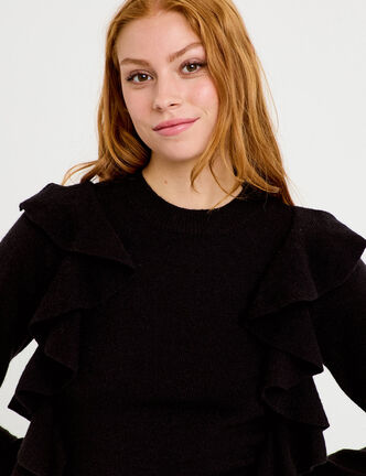 Pull manches longues noir femme