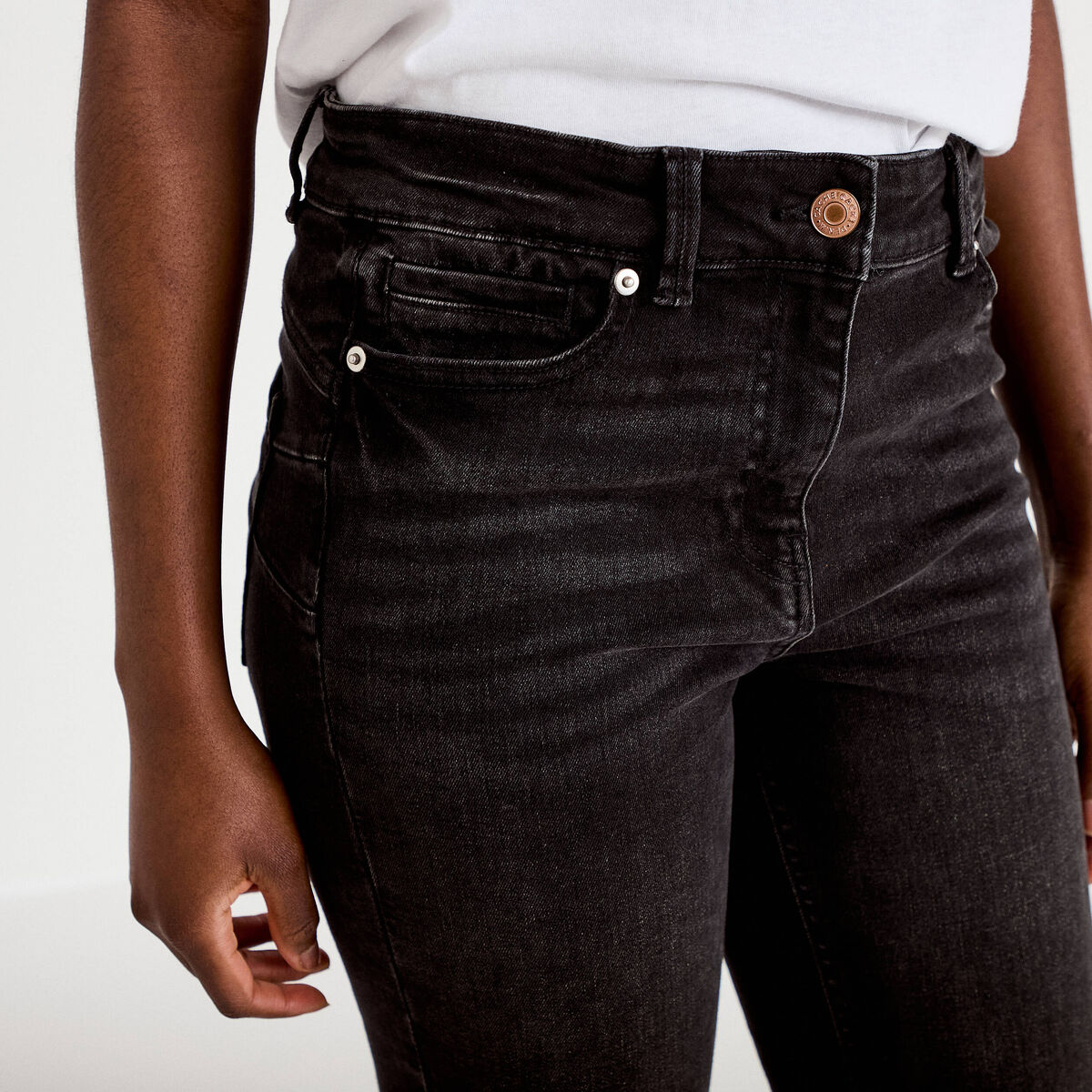 Jean skinny push-up taille standard denim noir femme