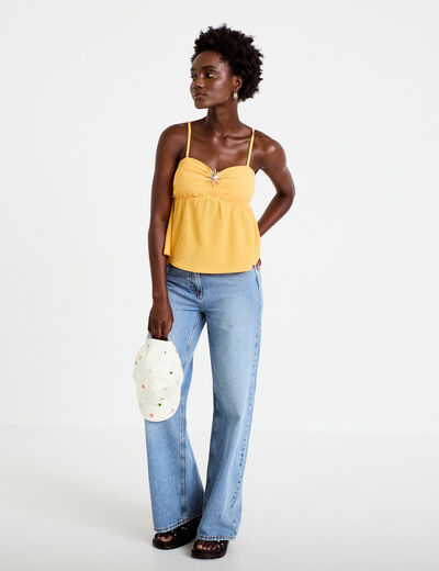 D&eacute;bardeur d&eacute;tail bijou orange clair femme
