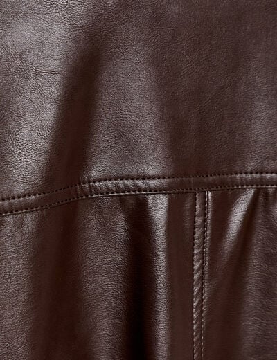 Veste effet boule manches longues marron fonc&eacute; femme