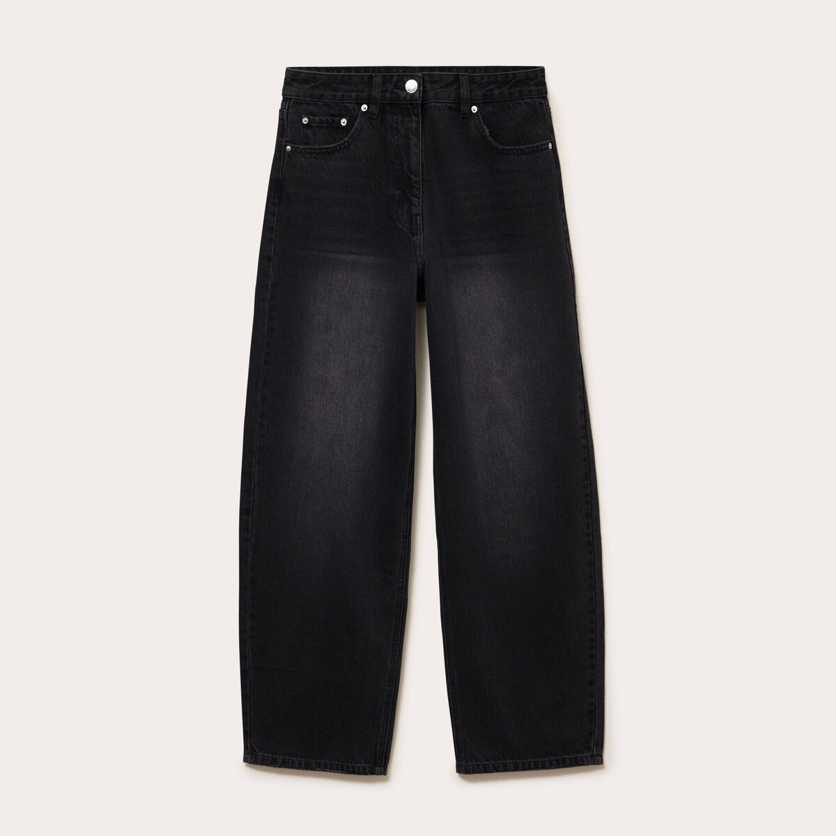Jean barrel taille standard denim noir femme